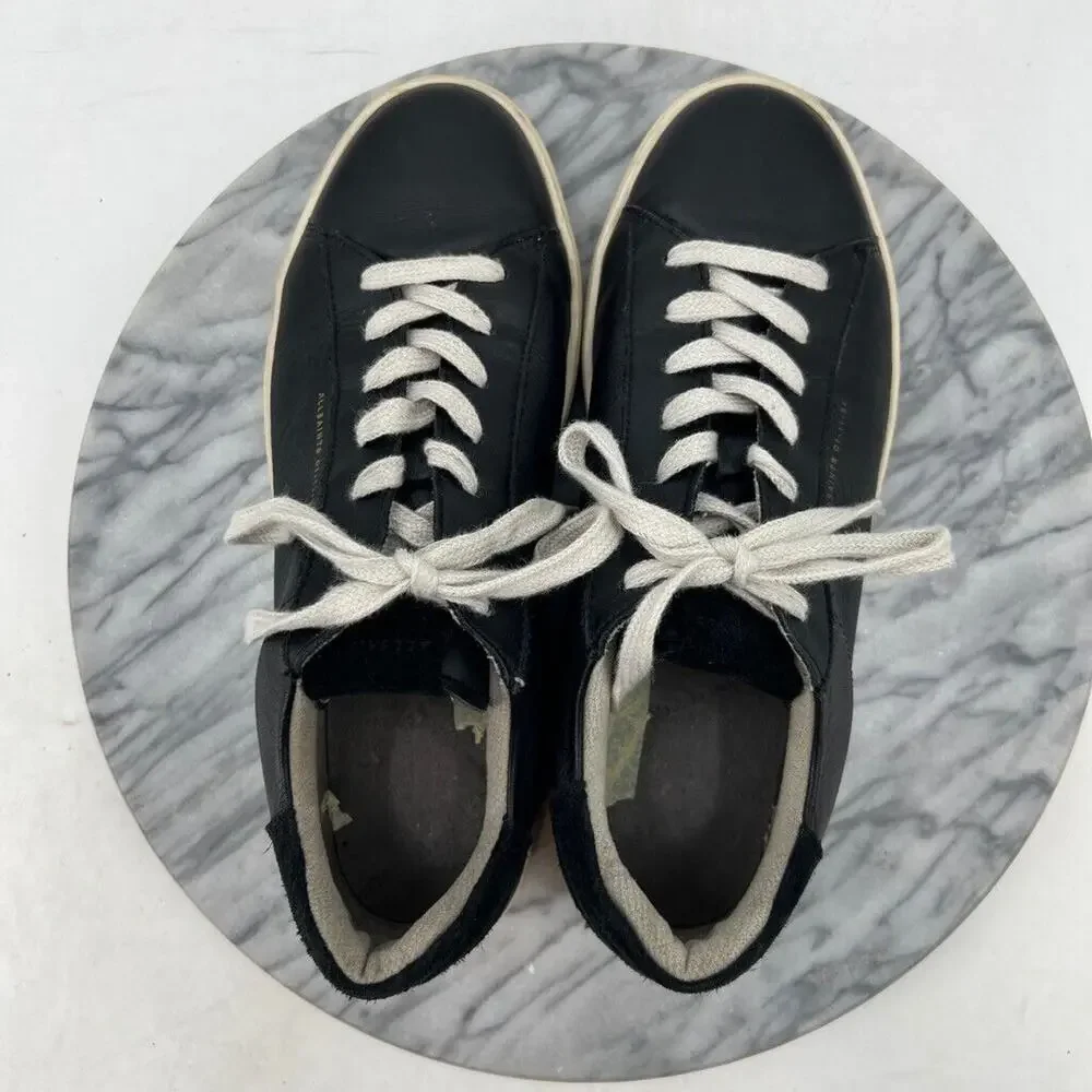 Allsaints Womens 10 Sneaker Black Leather Low Top Shana Trainer *Missing Insoles